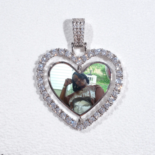 3D Spinning 2-Faced Heart Custom Picture Pendant