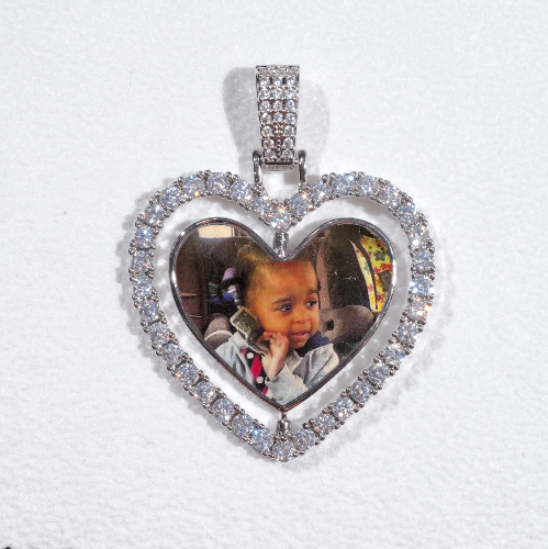3D Spinning 2-Faced Heart Custom Picture Pendant