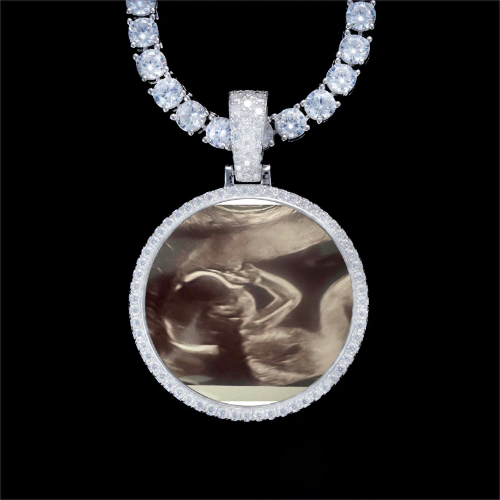 925S & VVS Moissanite 3D Circle Custom Picture Pendant