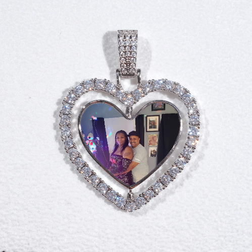 3D Spinning 2-Faced Heart Custom Picture Pendant