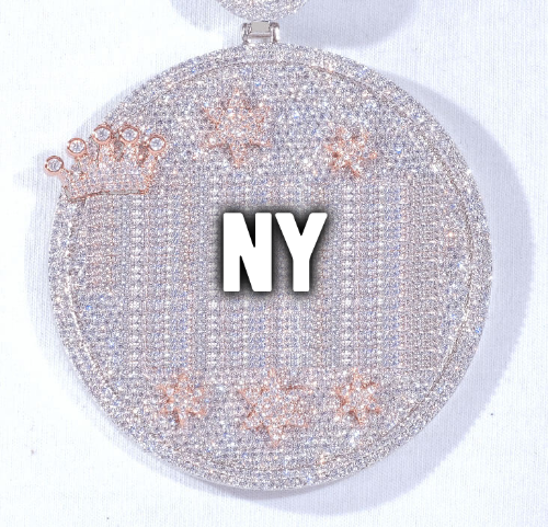 CUSTOM LETTER NECKLACE 3D BIG CROWN DISC