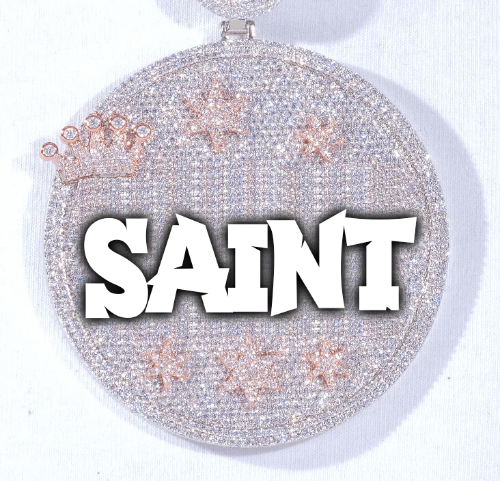CUSTOM LETTER NECKLACE 3D BIG CROWN DISC