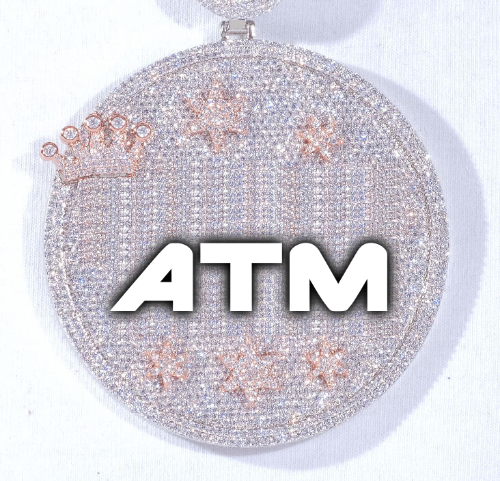 CUSTOM LETTER NECKLACE 3D BIG CROWN DISC