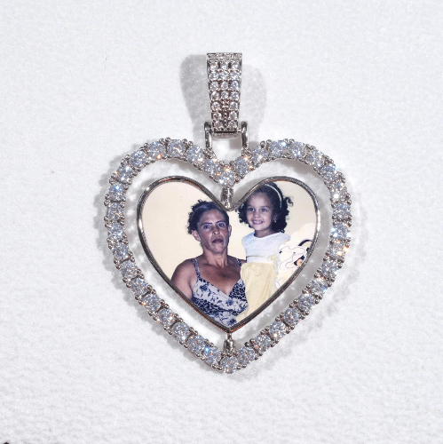 3D Spinning 2-Faced Heart Custom Picture Pendant