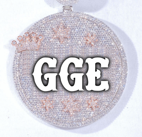 CUSTOM LETTER NECKLACE 3D BIG CROWN DISC