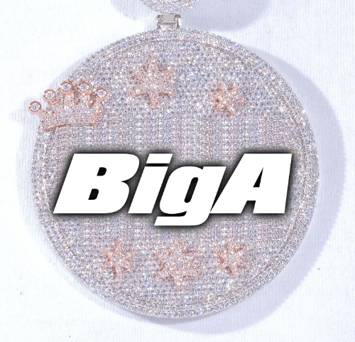 CUSTOM LETTER NECKLACE 3D BIG CROWN DISC