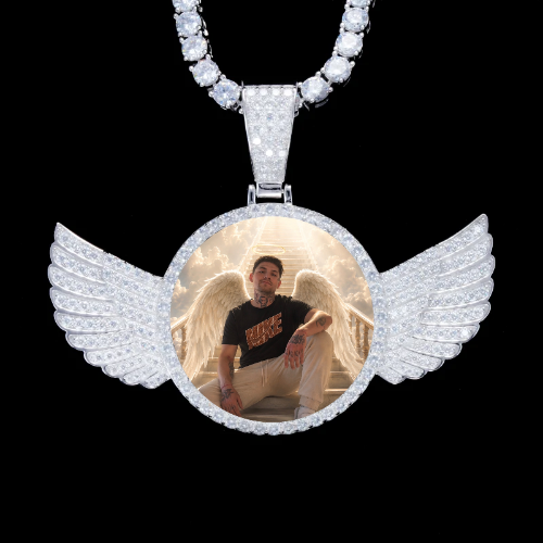 925S & VVS Moissanite 3D Wing Custom Picture Pendant