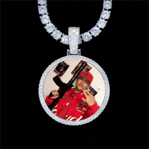 925S & VVS Moissanite 3D Circle Custom Picture Pendant