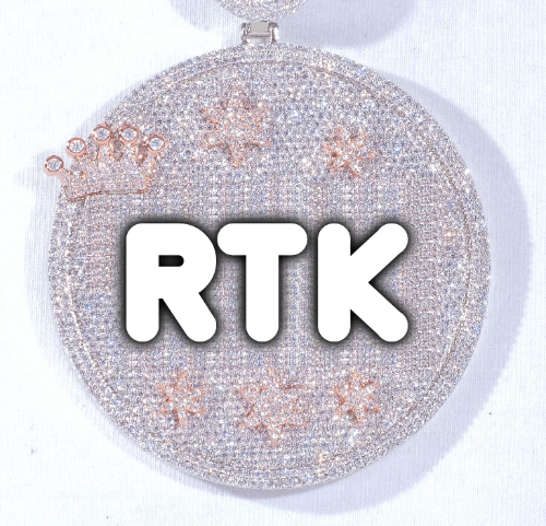 CUSTOM LETTER NECKLACE 3D BIG CROWN DISC