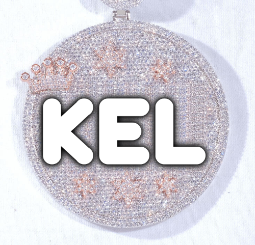 CUSTOM LETTER NECKLACE 3D BIG CROWN DISC