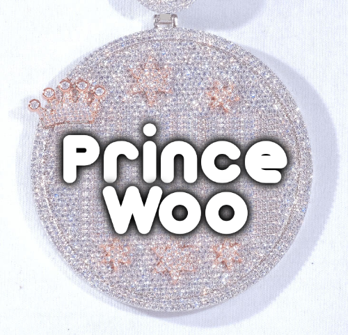 CUSTOM LETTER NECKLACE 3D BIG CROWN DISC
