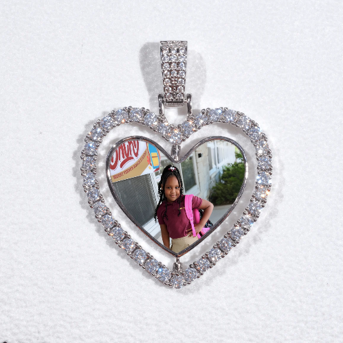 3D Spinning 2-Faced Heart Custom Picture Pendant