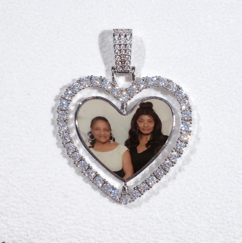 3D Spinning 2-Faced Heart Custom Picture Pendant