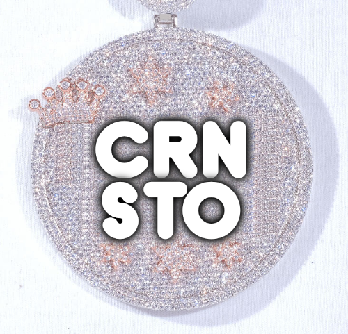 CUSTOM LETTER NECKLACE 3D BIG CROWN DISC