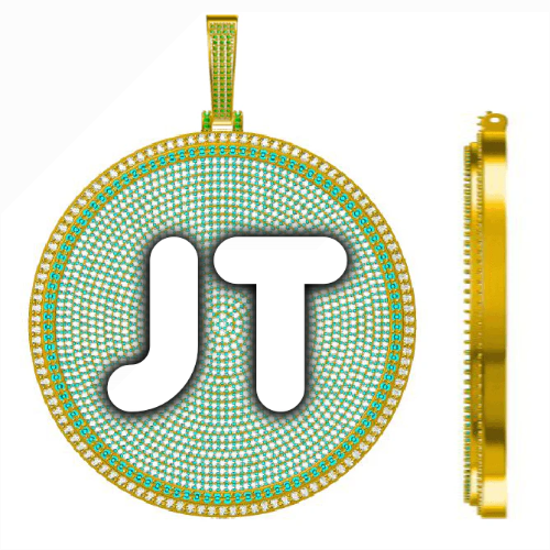 CUSTOM LETTER NECKLACE 3D BIG DISC