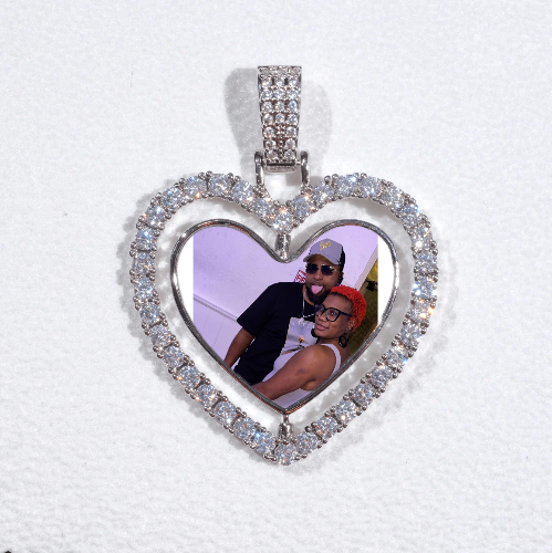 3D Spinning 2-Faced Heart Custom Picture Pendant