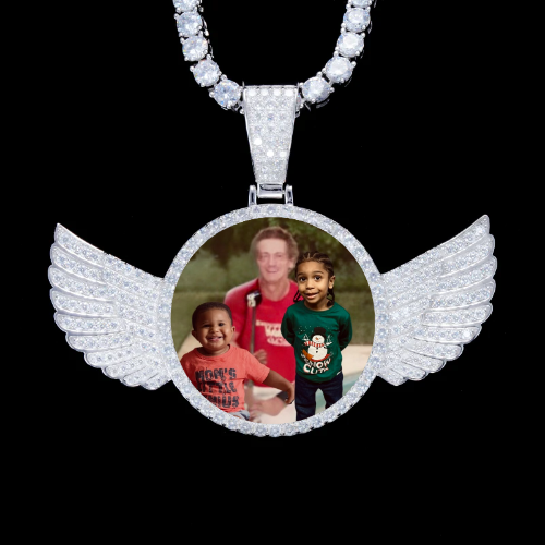 925S & VVS Moissanite 3D Wing Custom Picture Pendant