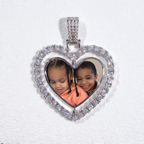 3D Spinning 2-Faced Heart Custom Picture Pendant