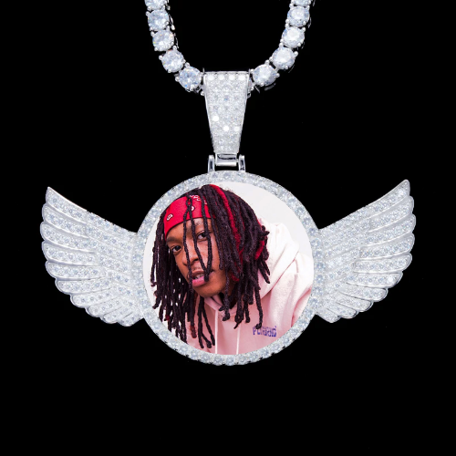 925S & VVS Moissanite 3D Wing Custom Picture Pendant