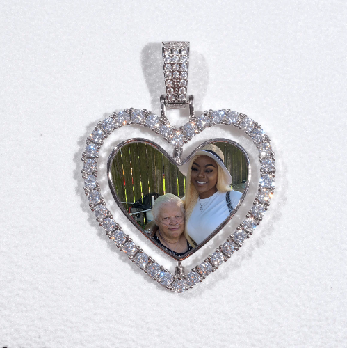 3D Spinning 2-Faced Heart Custom Picture Pendant