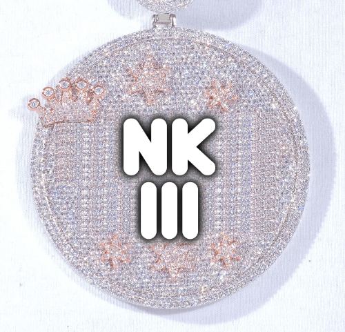 CUSTOM LETTER NECKLACE 3D BIG CROWN DISC