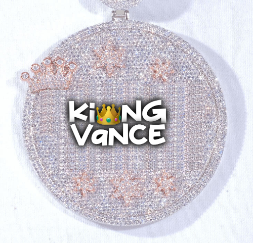 CUSTOM LETTER NECKLACE 3D BIG CROWN DISC