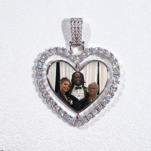 3D Spinning 2-Faced Heart Custom Picture Pendant