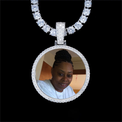 925S & VVS Moissanite 3D Circle Custom Picture Pendant