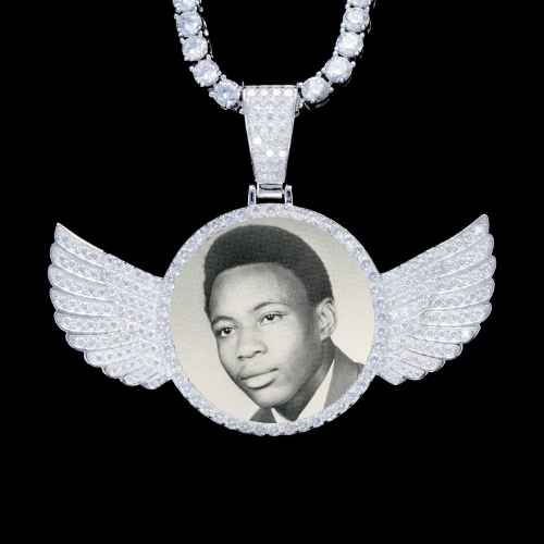 925S & VVS Moissanite 3D Wing Custom Picture Pendant