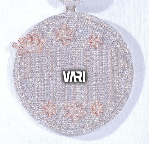 CUSTOM LETTER NECKLACE 3D BIG CROWN DISC