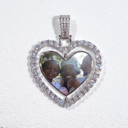 3D Spinning 2-Faced Heart Custom Picture Pendant