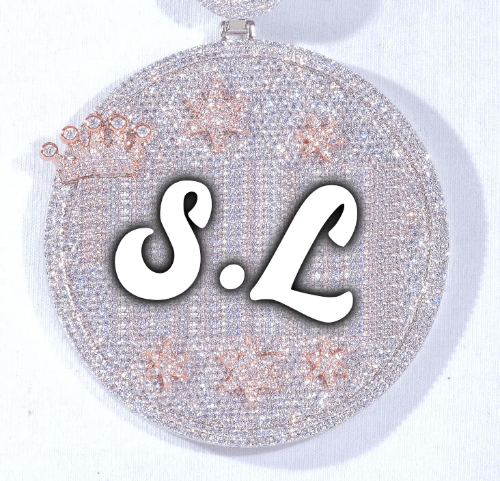 CUSTOM LETTER NECKLACE 3D BIG CROWN DISC