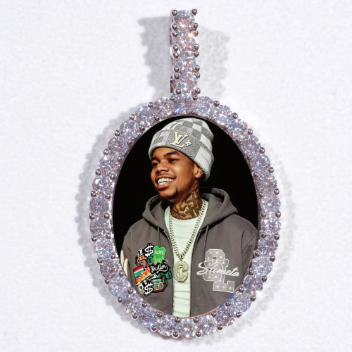 Large 3D Oval Custom Picture Pendant