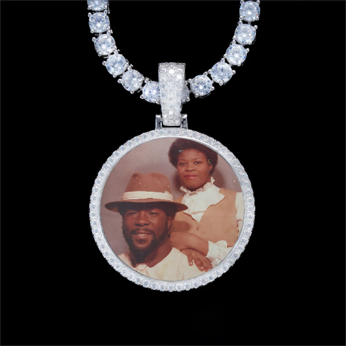 925S & VVS Moissanite 3D Circle Custom Picture Pendant