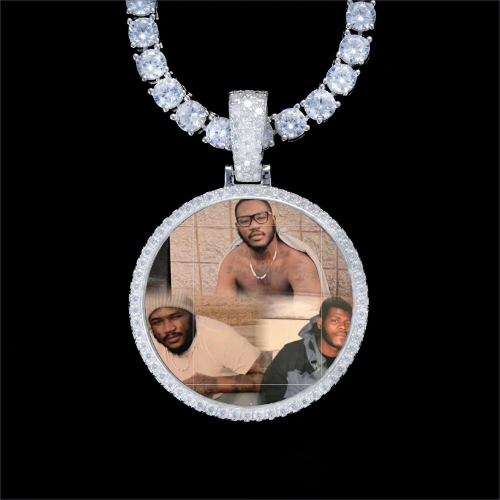 925S & VVS Moissanite 3D Circle Custom Picture Pendant