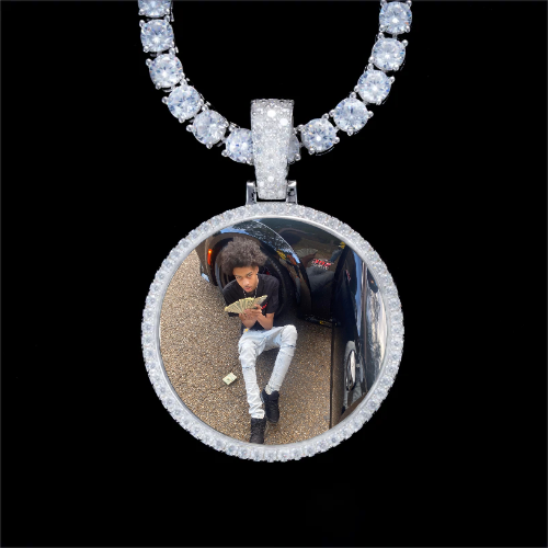 925S & VVS Moissanite 3D Circle Custom Picture Pendant