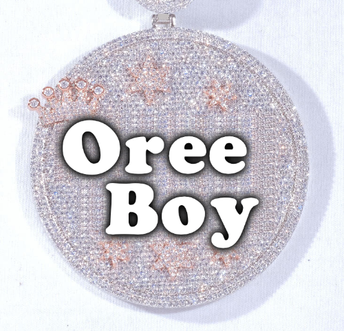 CUSTOM LETTER NECKLACE 3D BIG CROWN DISC