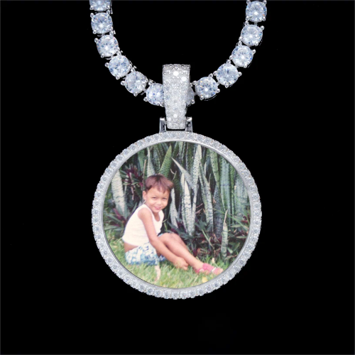 925S & VVS Moissanite 3D Circle Custom Picture Pendant