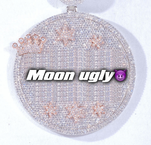 CUSTOM LETTER NECKLACE 3D BIG CROWN DISC