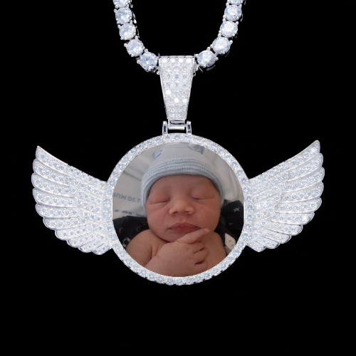 925S & VVS Moissanite 3D Wing Custom Picture Pendant