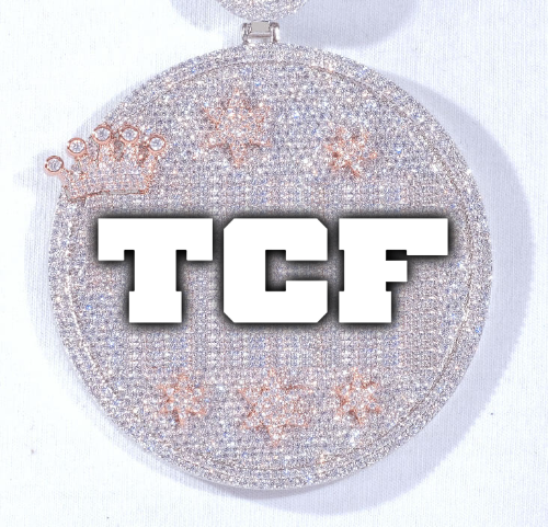 CUSTOM LETTER NECKLACE 3D BIG CROWN DISC