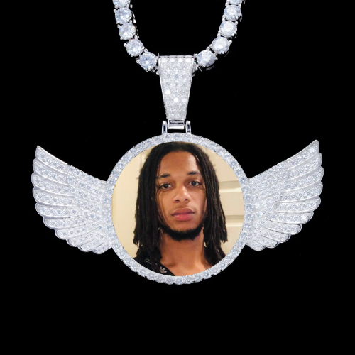 925S & VVS Moissanite 3D Wing Custom Picture Pendant