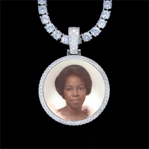 925S & VVS Moissanite 3D Circle Custom Picture Pendant
