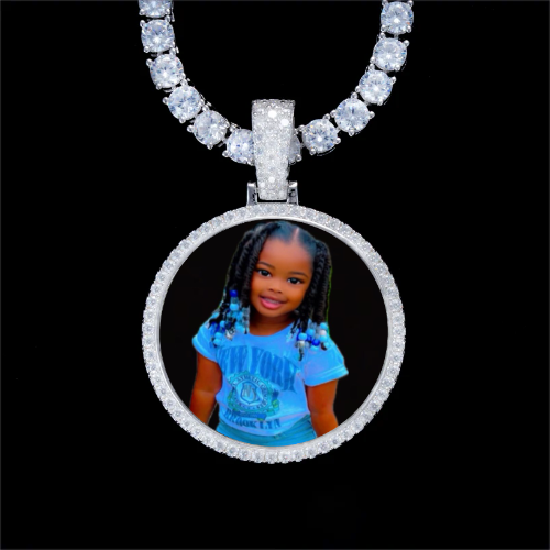 925S & VVS Moissanite 3D Circle Custom Picture Pendant