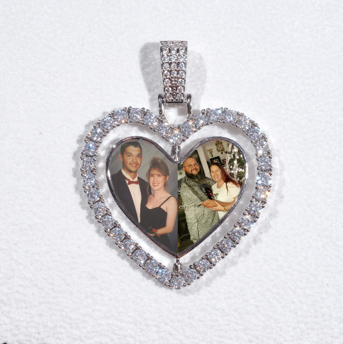 3D Spinning 2-Faced Heart Custom Picture Pendant