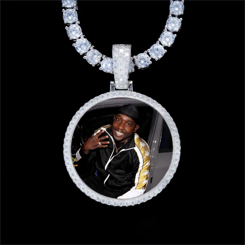 925S & VVS Moissanite 3D Circle Custom Picture Pendant
