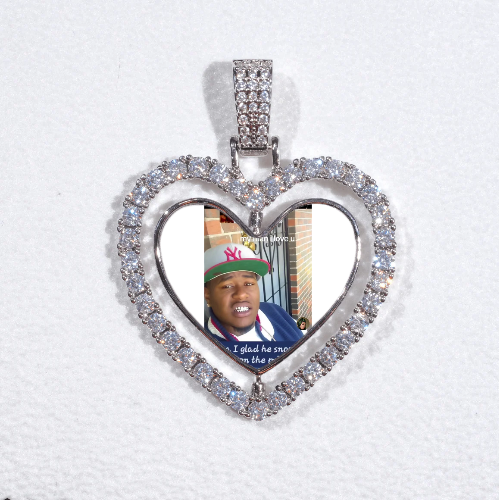 3D Spinning 2-Faced Heart Custom Picture Pendant