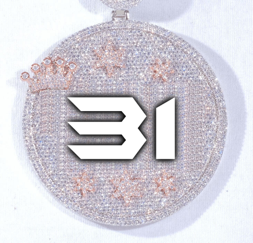 CUSTOM LETTER NECKLACE 3D BIG CROWN DISC