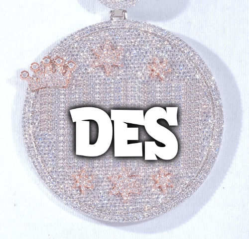 CUSTOM LETTER NECKLACE 3D BIG CROWN DISC