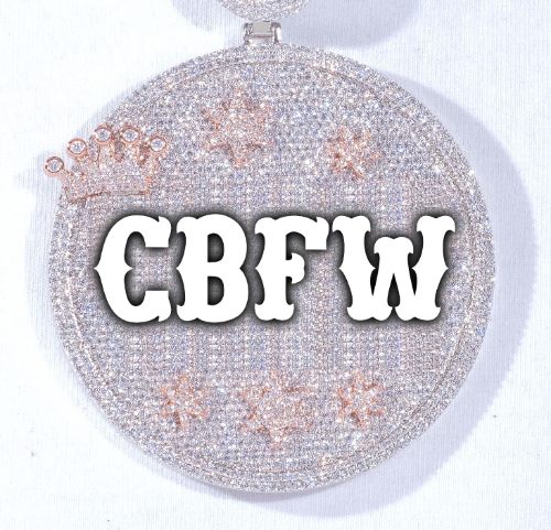 CUSTOM LETTER NECKLACE 3D BIG CROWN DISC